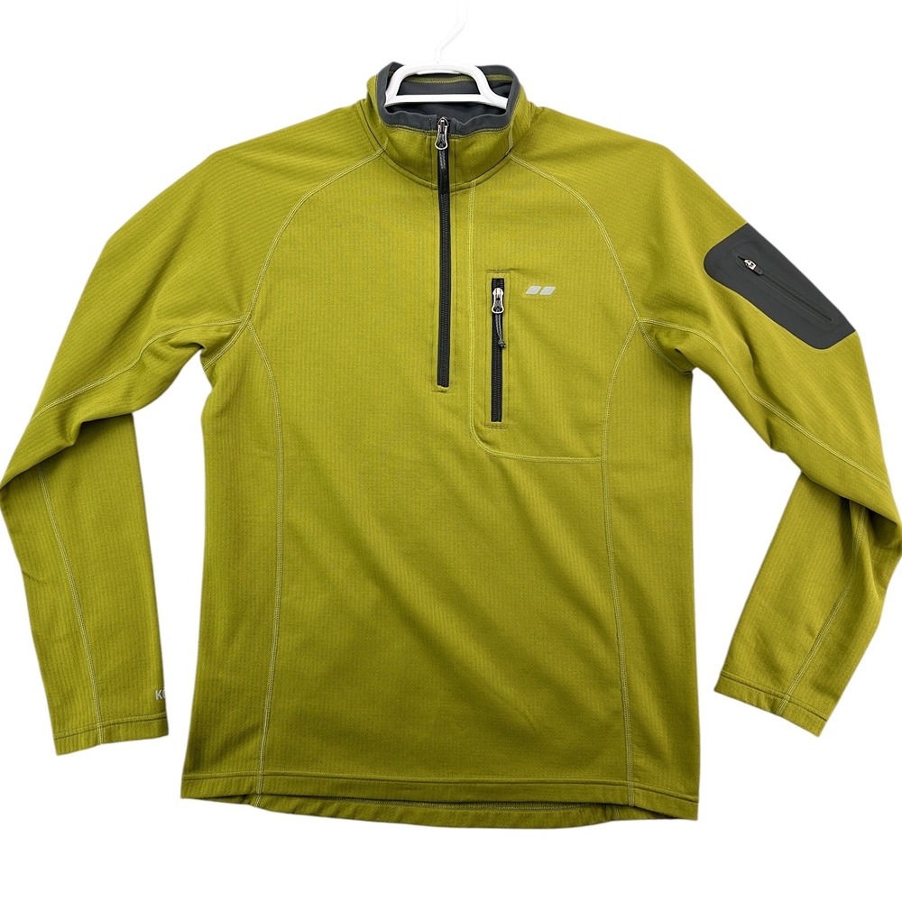 Koppen Mens Quarter Zip Pullover Olive Green Textured Fleece Jacket Size M